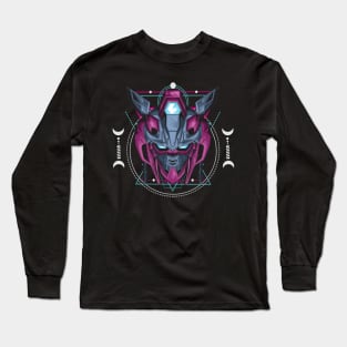 Futuristic Purple Robot Head Abstract Character Long Sleeve T-Shirt